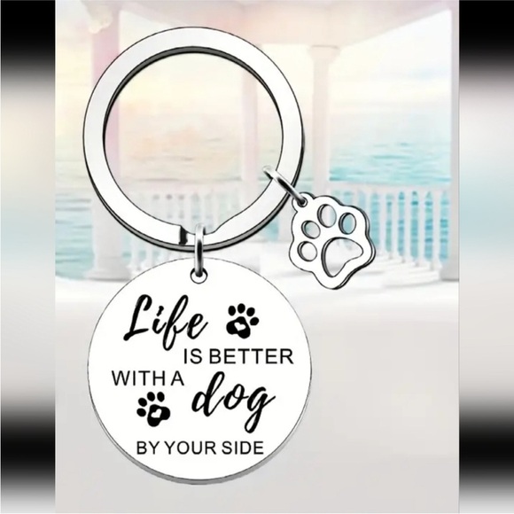 Life is Better With A Dog By Your Side Silver Dog Paw Charm Keychain nwt silver - Picture 5 of 6
